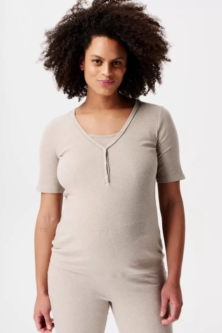 Clearance Noppies Haut De Pyjama D'allaitement Renate - Taupe Melange